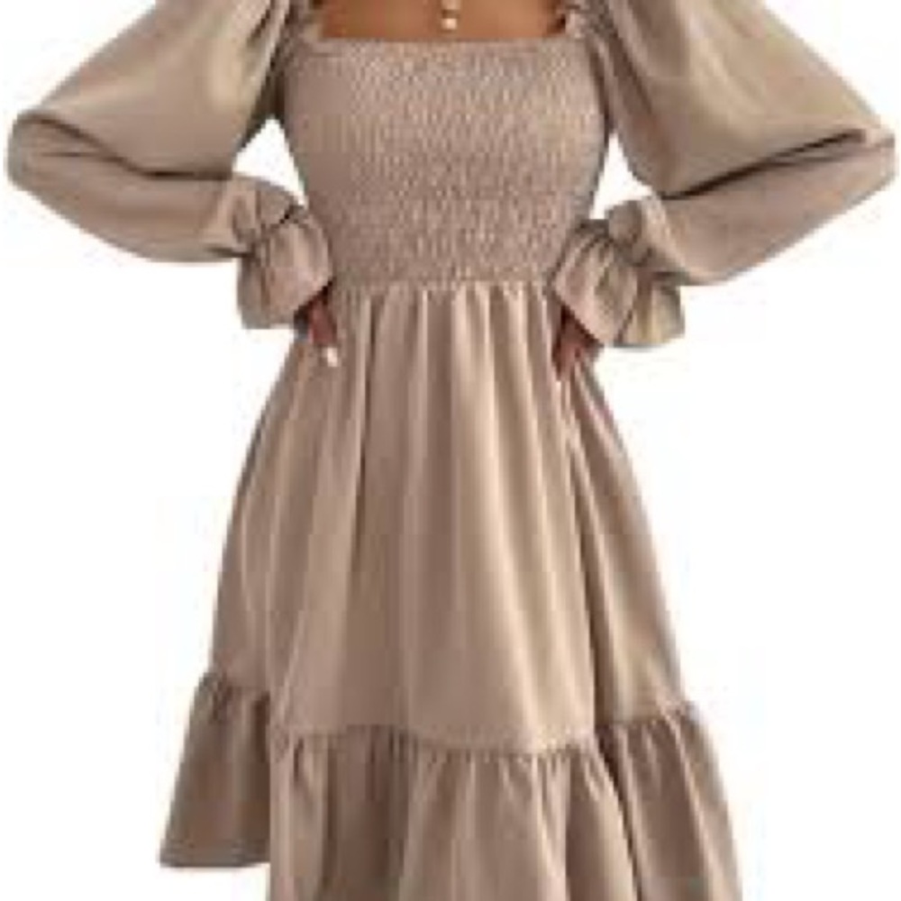 Beige Long Sleeve Dress
